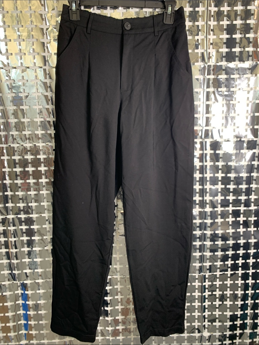 Arach&Cloz Women's Black Straight-Leg Dress Pants